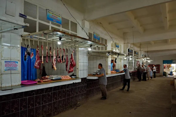 Tajikistan August 2019 Central Market City Isfara Butchers Sell Fresh — Stock Photo, Image