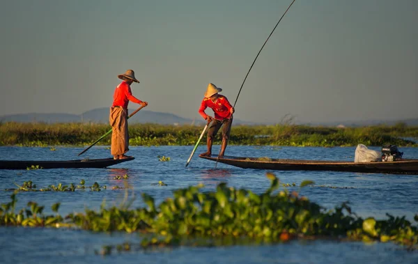 Mandalay Myanmar Noviembre 2016 Fondo Del Sol Poniente Pescador Del — Foto de Stock