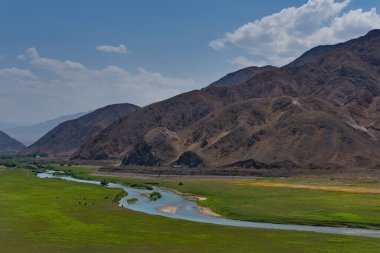 Kırgızistan. Issyk-Kul Gölü yakınlarındaki Chu Nehri vadisi..