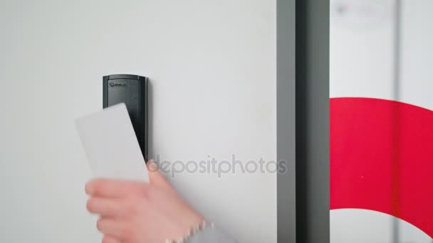 Woman Using Intercom at Residential Building — Stock Video