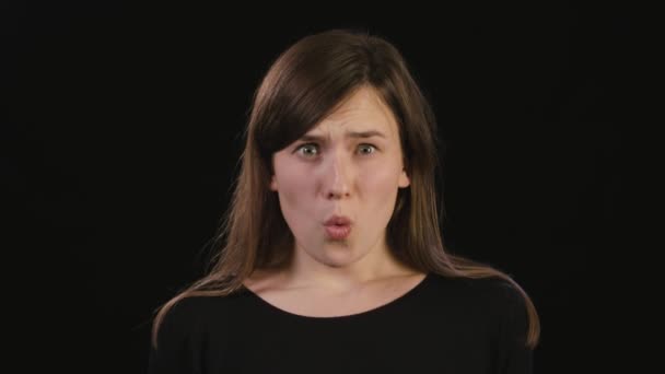 A Lady Shouting Against a Black Background — Stock Video