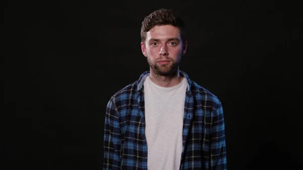 A Young Man Mimicing Against a Black Background — Stock Photo, Image