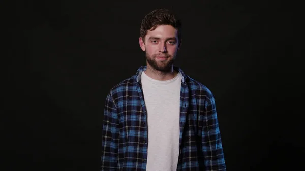 A Young Man Mimicing Against a Black Background — Stock Photo, Image