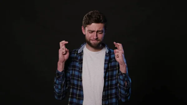A Man Mimicing Against a Black Background — Stock Photo, Image