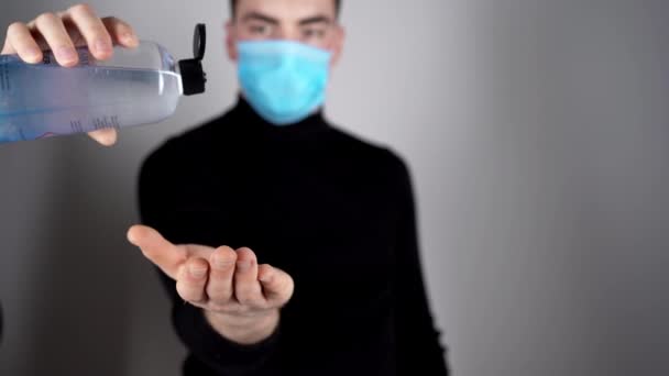 Händedesinfektionsmittel Alkohol Gel Reiben Saubere Hände Hygiene Prävention Von Coronavirus — Stockvideo