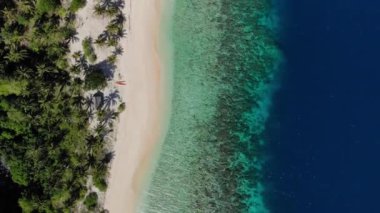 Kara (Malajon) adası, Coron, Palawan, Filipinler 'deki Karst kireçtaşı kayalıkları ile turkuaz tropikal göl manzarası
