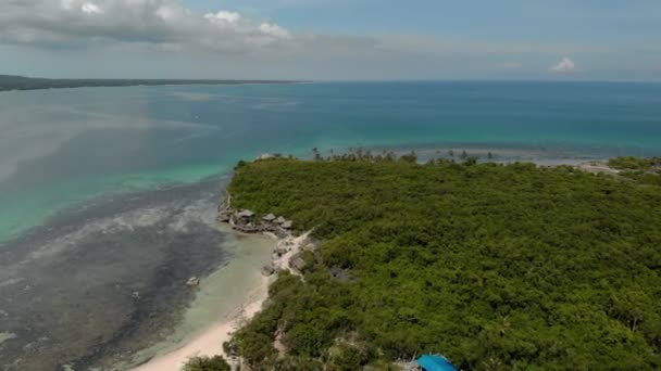 Flying Beautiful Beach Tiny Virgin Island Bantayan Cebu Filipijnen — Stockvideo
