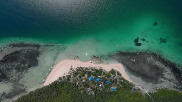Flying Beautiful Beach Tiny Virgin Island Bantayan Cebu Philippines — Stock Video