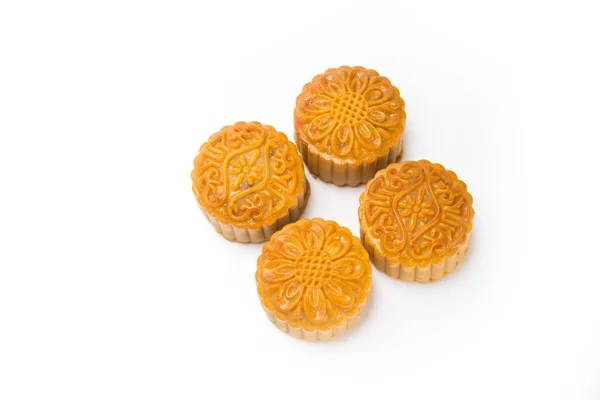 Moon Kek beyaz plaka üzerinde bir Çin Sonbahar Ortası Festivali