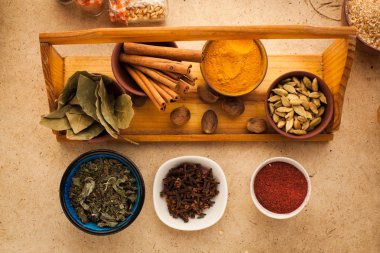 Yemek pişirmek için baharat varyasyonu.