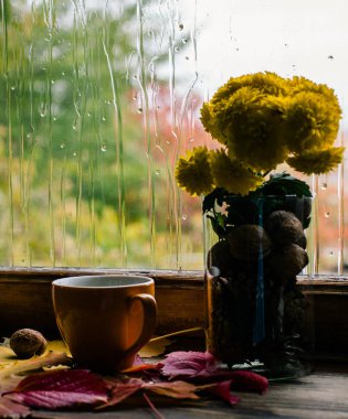 Sonbahar keder kahve sıcak