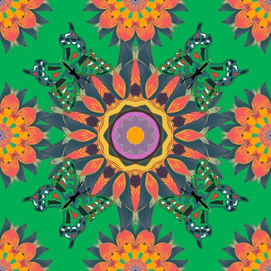 Mandalalar ile Seamless modeli. Vektör süsleri, arka plan