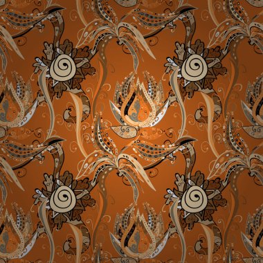 altın yaprak ve çiçek seamless modeli