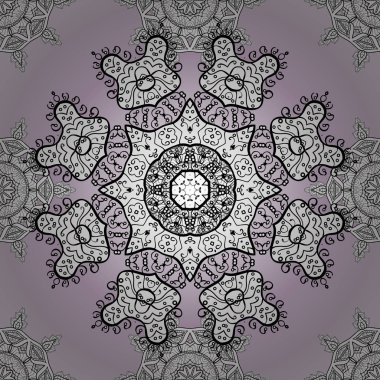 Soyut vektör dekoratif etnik mandala yarım yamalak seamless modeli.