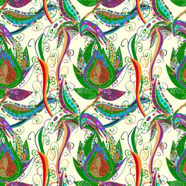 Gizli Bahçe renkli bahar yaz çiçek mevsimlik dağınık Dikişsiz desen beyaz arka plan üzerinde