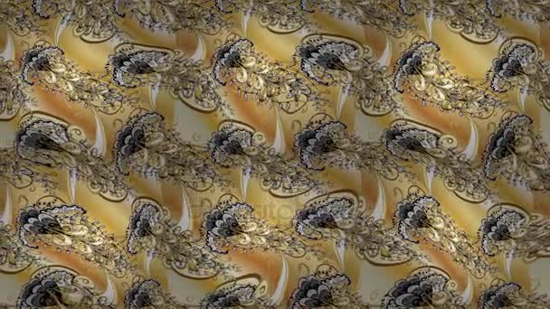 Видео Золотой Цветочный Орнамент Парчи Текстильный Узор Металл Цветочным Узором — стоковое видео