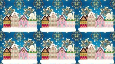 Gece video kış, Noel kentsel peyzaj. Video şekil. Döngü