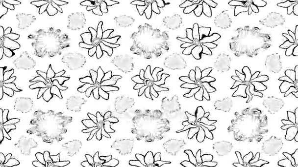 Skizzieren Sie Einen Schönen Hintergrund Doodles Auf Grauen Farben Blumen — Stockvideo
