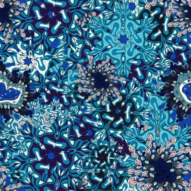 Mavi, tarafsız, siyah, gri, mor renkler. Karalamalar desen. Şirin arka plan. Bu kutuları, kupa baskı sarma kroki üzerinde kullanılabilir, kıyafetler vb bebeğim. Vektör. Seamless modeli güzel kumaş deseni