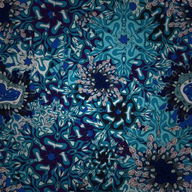 Mavi, tarafsız, siyah, gri ve mor renkler. Vektör - hisse senedi. Doodles'ın şirin desen. Güzel arka plan. Dikişsiz güzel kumaş desen.