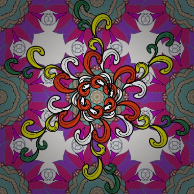 Kullanılabilir Tekstil, tebrik kartı, telefon durumda yazdırma için. Hint çiçek desenli madalyon afiş. Kına dövme stil tarafsız, mavi, pembe, siyah, mor renkler. Etnik Mandala süs vektör.