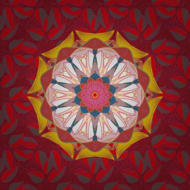 Soyut süs eşyasıyla kusursuz desen. Mandalas 'la kusursuz bir düzen. Vektör süslemeleri, arkaplan.