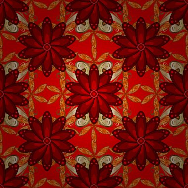 Vintage eski arka plan. Bukleler, parlak oyma dokuma. Çiçek çelenk. Desen, kesintisiz, çiçek sınır. Güzel parlak kaba kumaş, tuval. Vektör çizim.