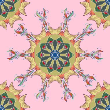 Tarafsız, mavi, mor, yeşil ve pembe renkler. Renkli mandalalar öğesi. Vektör çizim.