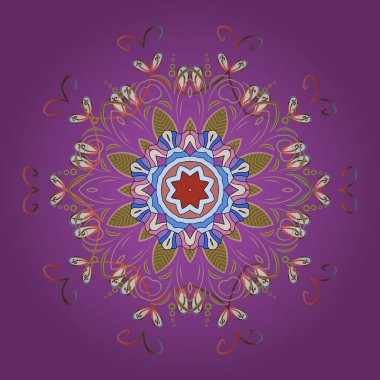 Menekşe, tarafsız, bej, pembe, beyaz renkler izole suluboya kar taneleri. Kış sembolü. Güzel dekorasyon. Menekşe, tarafsız, bej, pembe ve beyaz izole kar tanesi ile vektör çizim