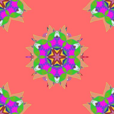 Vektör düğün davetiyesi, teşekkür kartı, pembe, yeşil, turuncu, pembe, mor renkler üzerinde tarih, bebek duş kartlar kaydedin. Bebek duş, menü, el ilanı, afiş şablon, mandala arka plan, Hint tasarım