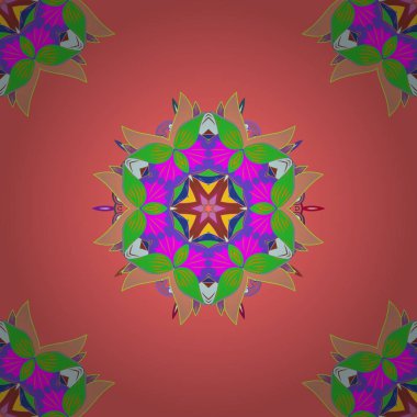 Pembe, yeşil, turuncu, kırmızı ve mor renkler renkli süs mandala, antik Yunan ve İslam süsler dayalı ile. Düğün davetiyesi, kitap kapağı veya el ilanı.