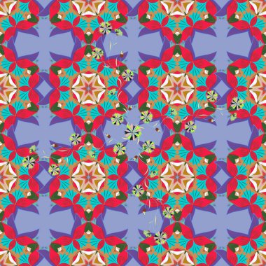 Vintage dekoratif öğeler. Soyut Mandala. Islam, Arapça, Hint, Türk, pakistan, Çin, Osmanlı motifleri. Oriental desen mavi, kırmızı, turuncu, mor ve yeşil renkler renkli. Vektör çizimi.