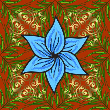 Düğün davetiyeleri, tebrik kartları, scrapbooking, çiçek deseni yazdırın. Düzenlenebilir. Turuncu, yeşil, mavi, kahverengi ve gri çiçekler suluboya tarzında, tasarım öğeleri ile zarif seamless modeli.