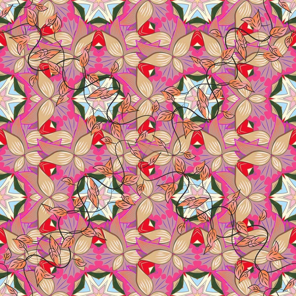 Couleurs Neutres Beige Rose Vert Orange Mandalas Ethniques Vectoriels Cercles — Image vectorielle