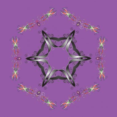 Vektör çizim. Tatil tasarım Noel ve yeni yıl moda için yazdırır. Noel desen kar taneleri arka plan ile. Mor, gri ve tarafsız kar taneleri.