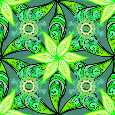 Sorunsuz süsleme yazdırma. Hint çiçek Paisley patten kenarlık. Kartvizit arka plan boyama kitabı, zemin, tekstil, tebrik için kullanılabilir. Kına stil vektör. Etnik Mandala havlu.