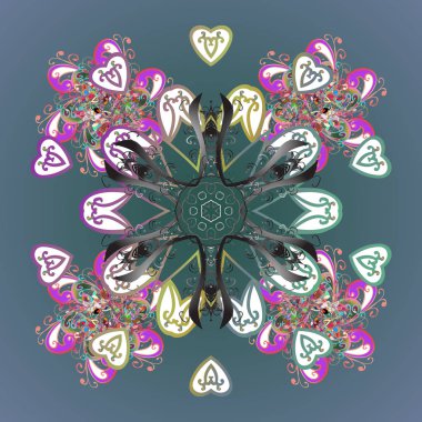 Kış kar tanesi, vektör arka plan. Vektör çizim. Renkli arka plan üzerinde izole güzel kar taneleri. Doku yüzey, ambalaj kağıdı, renkli arka plan üzerinde için tekrarlanan.