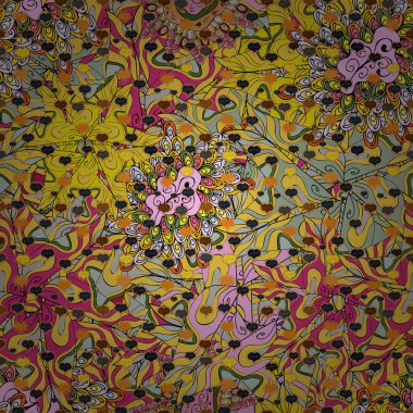 Şık kumaş deseni. Sorunsuz karalamalar sarı, pembe, gri, siyah ve turuncu renkler. Vintage. Vektör