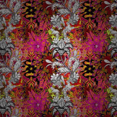 Sınır Hint desenli patten. Sorunsuz süsleme yazdırma. Etnik Mandala havlu. Kına stil vektör. Kartvizit arka plan boyama kitabı, zemin, tekstil, tebrik için kullanılabilir.