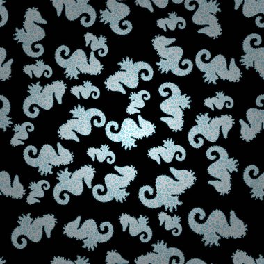 Vektör. Sorunsuz karalamalar siyah, beyaz ve mavi renkler. Şık kumaş deseni. Vintage.