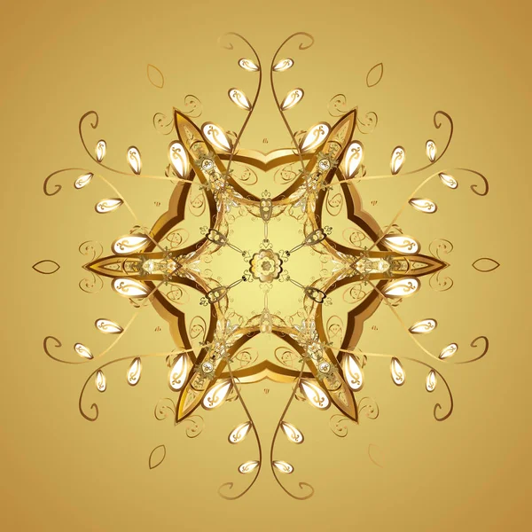 Esbozo Abstracto Decoración Envoltura Lindo Copo Nieve Colores Amarillo Beige — Archivo Imágenes Vectoriales