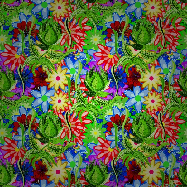 Patrón Flores Sin Costura Puede Utilizar Para Boceto Flores Colores — Archivo Imágenes Vectoriales
