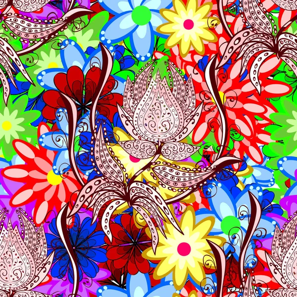 Vecteur Stock Fleurs Avec Des Feuilles Camomille Avec Des Bleuets — Image vectorielle