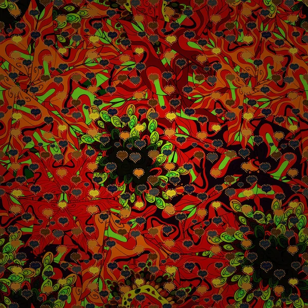 Бесшовный Фон Шаблона Лапша Красного Черного Оранжевого Зеленого Коричневого Цветов — стоковый вектор