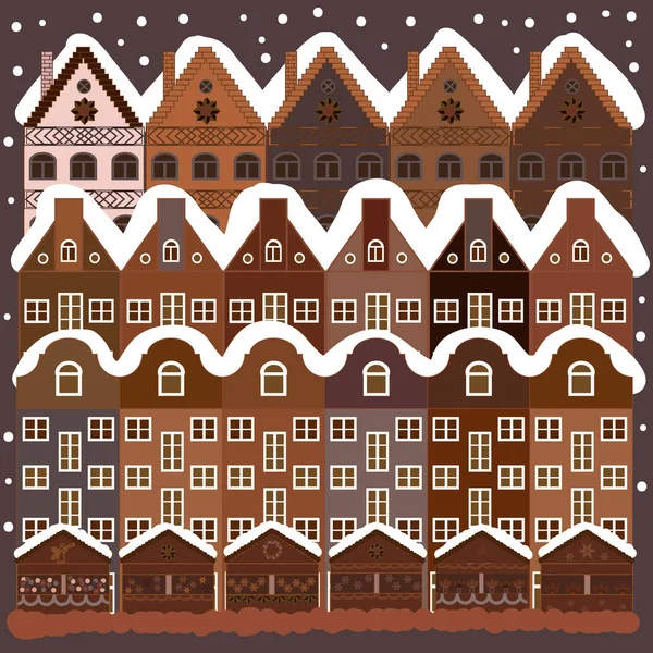 Vektorová Ilustrace Noční Vektor Zima Vánoční Městská Krajina — Stockový vektor