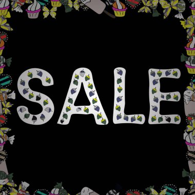 Vector. Illustration in gray, black and white colors. Lettering. Seamless pattern. Sale words cloud, business concept background. vector Vector. Illustration in gray, black and white colors. Lettering. Seamless pattern. Sale words cloud, business concept background. vector