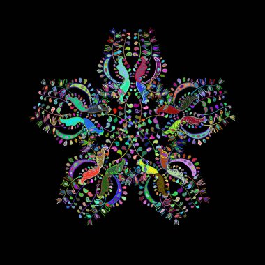 Moda baskısı, hatıra defteri, ambalaj kağıdı ve çizim için zarif dekoratif desenler. Yeşil, mavi ve siyah renkli Vektör illüstrasyonunda resimler.