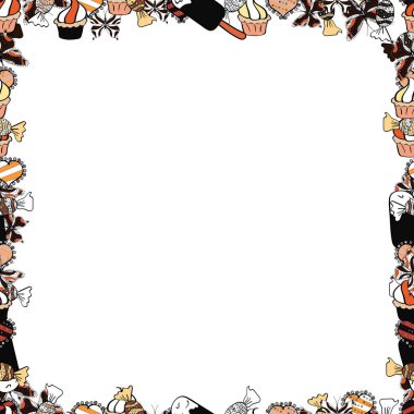 El çizimi karalamalar. Kusursuz. Siyah, beyaz ve bej renkli resim. Vektör.