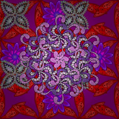 Menekşe, kırmızı ve mor renkli çiçeklerle suluboya, tasarım elementleriyle zarif, pürüzsüz bir desen. Düğün davetiyeleri için çiçek deseni, tebrik kartları, hatıra defteri, baskı, hediye paketi, imalat