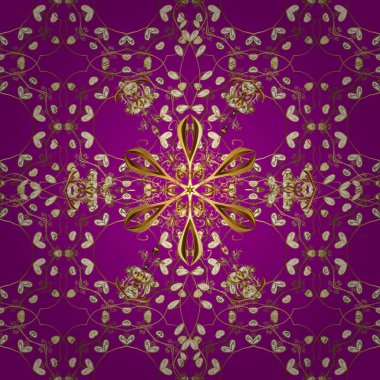 Vektör. Vektör şirin, kusursuz desen arkaplanı. Mor renkli illüstrasyon. Klasik lüks eski moda İspanyol süsü, eskizler, tekstil, ambalajlar için kraliyet Victoria dönemi kusursuz dokusu..
